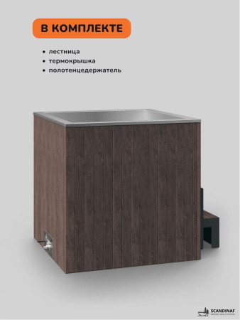 Ледяная купель Scandinaf Arctic 100B, 1-2 чел., AISI 430, коричневый