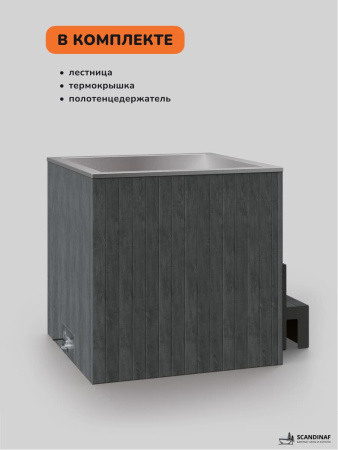 Ледяная купель Scandinaf Arctic 100G, 1-2 чел., AISI 304, серый