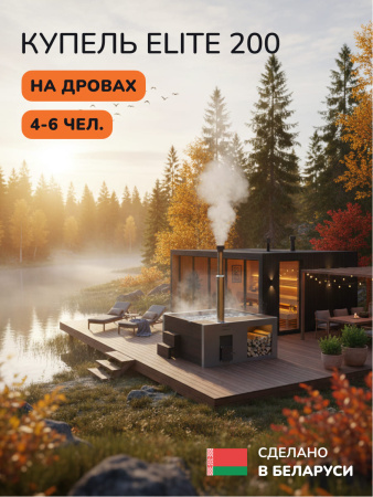 Купель с подогревом на дровах Scandinaf Elite 200B, 4-6 чел., коричневый, AISI 304, подсветка